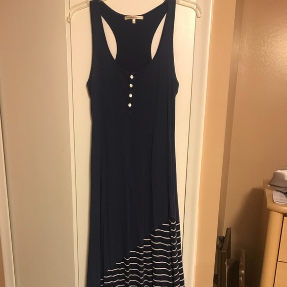 Threads 4 Thought Maxi Navy Blue and White Dress - Picture 1 of 6